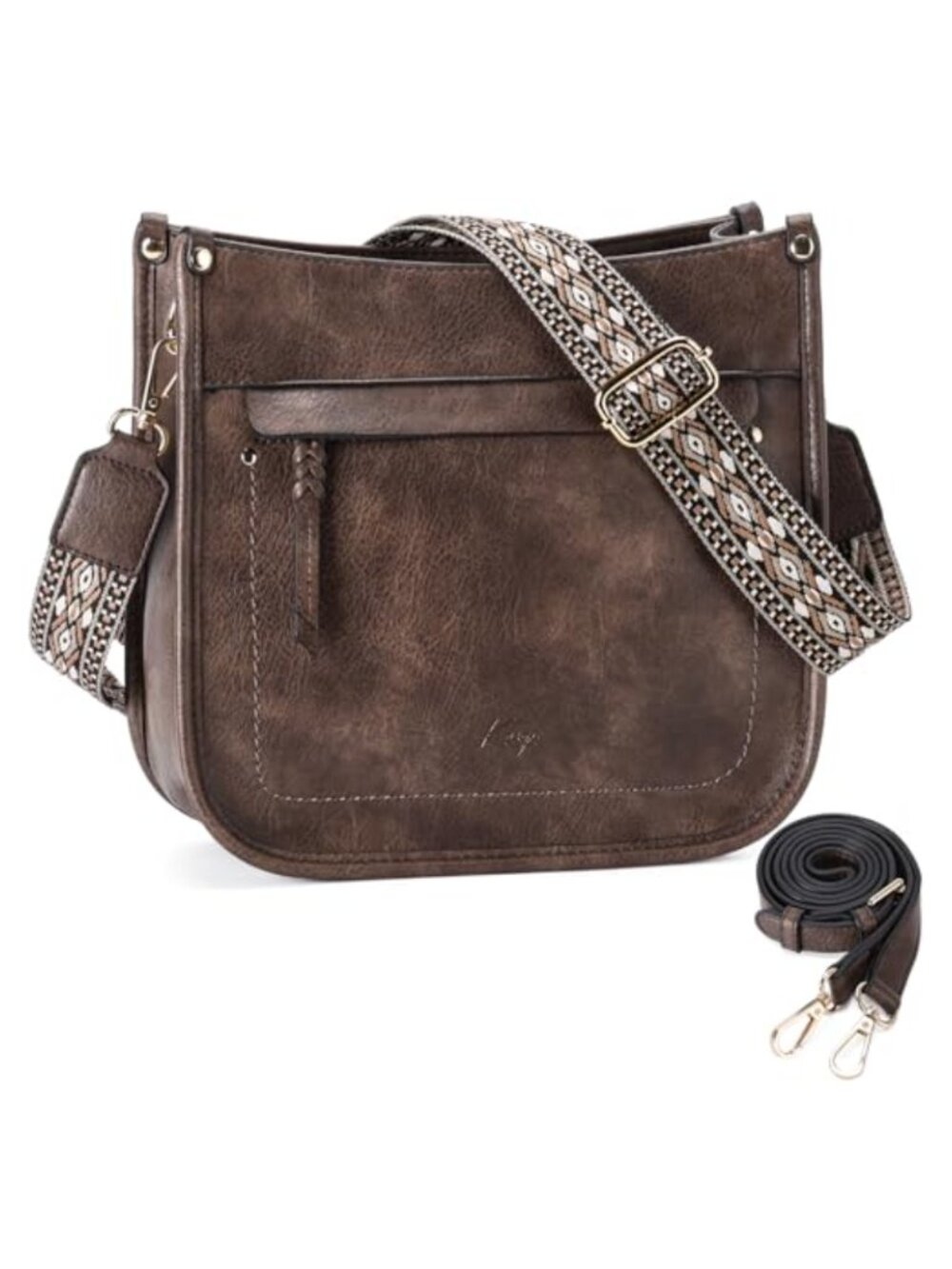 Vegan Leather Hobo Crossbody Bag with Guitar Strap Women Shoulder Purse